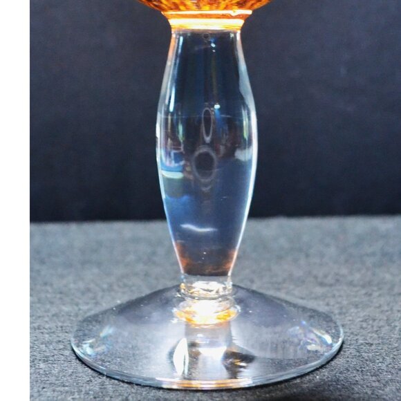 Hand Blown Art Glass Goblets Fiery Molten Orange Red Stemware Vintage Barware - Picture 4 of 5